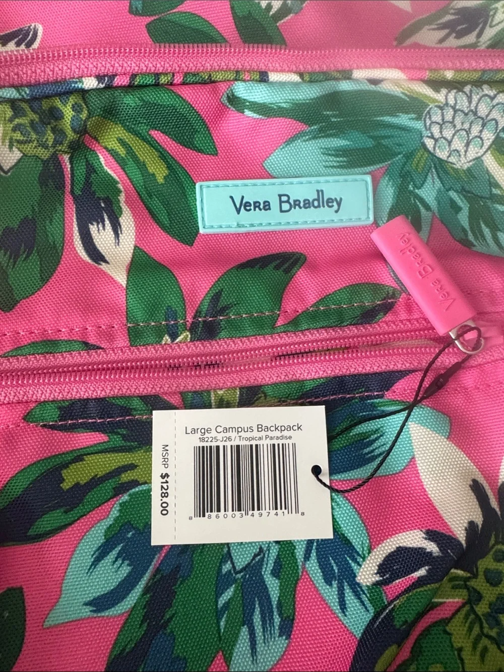 NWT Vera Bradley Large Campus Backpack in retired Tropical Paradise